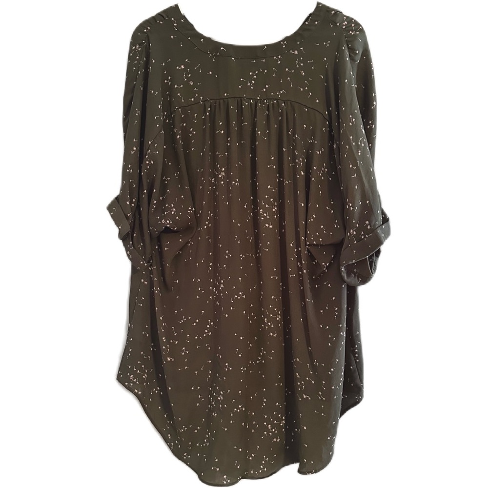 A.N.A A New Approach Women’s V-Neck Olive Green Dandelion Blouse Size‎ XL - Picture 4 of 15